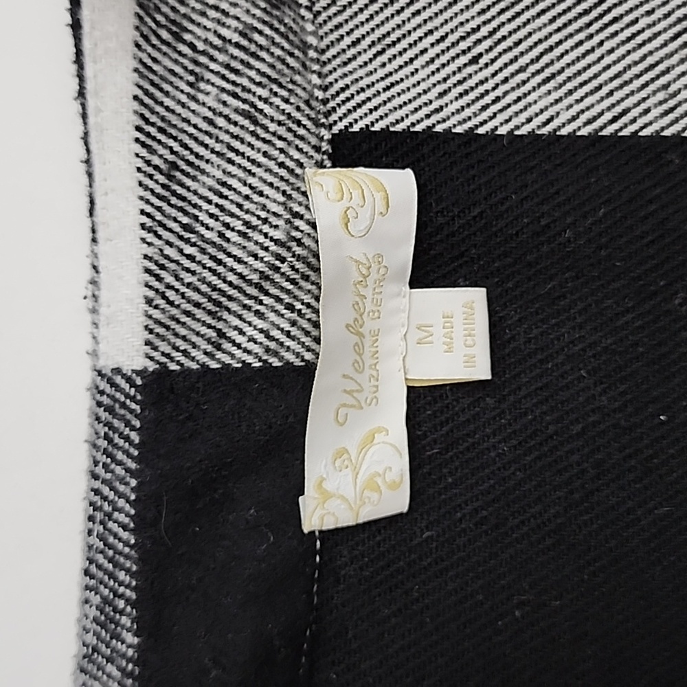 Weekend Suzanne Betro Women's Flannel Black White Plaid Oversized Shirt Sz M - Picture 7 of 9